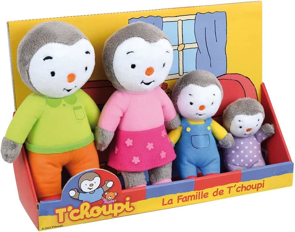  - tchoupi set 4 plushes family  